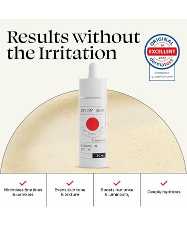 Kiyomi Skin Bakuchiol Face Serum - Gentle Retinol Alternative with 5-ALA, Niacinamide - Anti-Aging Formula for Fine Lines, Wrinkles, Even Skin Tone - Vegan Facial Serum for All Skin Types - 1 Fl Oz - Buy Online on GoSupps.com