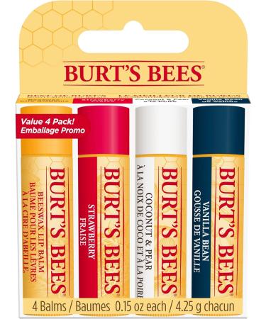 Burt's Bees Natural Lip Balms Gift Set - 4 Pieces + Intensive Night Care | 100% Natural Lip Care | International Shipping - Buy Online on GoSupps.com