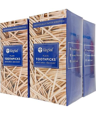 KingSeal Eco-Friendly Birch Toothpicks - 4000 Count (2.5 Inches) - Individually Wrapped, Plain, Compostable - Buy Online on GoSupps.com