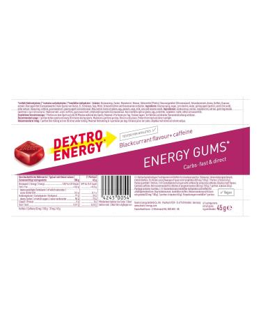 Dextro Energy Gums Blackcurrant + Caffeine - 360g Vegan Chewable Gel for Workouts | Quick Carbs & Energy Boost - Buy Online on GoSupps.com