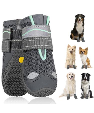 Slowton dog shoes Paw protection 2 pieces of breathable dogs shoes outdoor with non-slip sole adjustable reflective Velcro fastener Hunde boots for small medium and large dogs size 8: width 7.5 cm a.GRAU-on-breathing active (2 pieces) - Buy Online on GoSupps.com