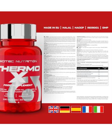 Scitec Nutrition Thermo-X L-Tyrosine L-Carnitine HCA Caffeine & Forskolin | 100 Capsules for Weight Loss & Energy Boost - Buy Online on GoSupps.com