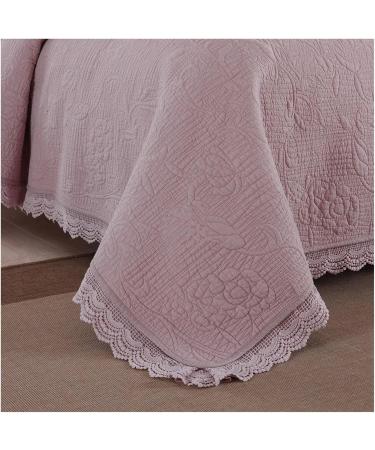 Solid Cotton Quilt Set 3PCS Bedspread on The Bed Embroidered Queen Size Lace Decor Quilted Bed Cover Coverlet Soft (3 230x250cm) - Buy Online on GoSupps.com
