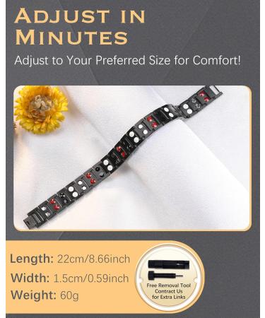 Jeracol Titanium Steel Magnetic Bracelet for Men | Double Row Strength Magnets | Free Links Removal Tool & Gift Box | Black Blue - Buy Online on GoSupps.com
