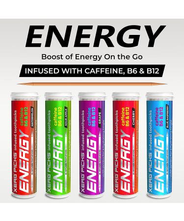 Xero Picks Energy Infused Toothpicks with Caffeine, B12, and B6 - Variety Pack (100 Picks) - Buy Online on GoSupps.com