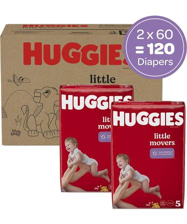 Huggies Little Movers Size 5 Baby Diapers 60 Count Pack of 2 - For Babies 27+ lbs - Buy Online on GoSupps.com