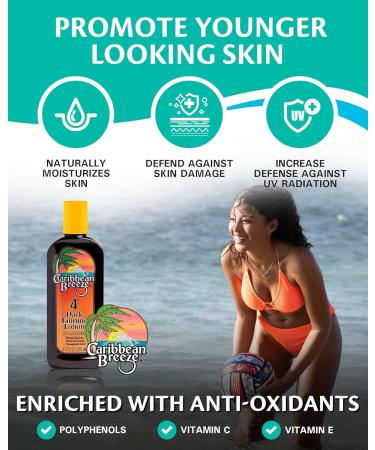 Caribbean Breeze Dark Tanning Lotion SPF 4 - Outdoor Sun Accelerator with Mango Lime Fragrance & Antioxidants | 8.5 oz - Buy Online on GoSupps.com