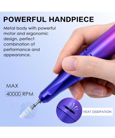 Delanie 40000 RPM Electric Nail Drill E File Rechargeable Portable with 8 Bits for Nail Polish Acrylic Gel Electric Nail File Professional Perfect Gift for Nail Lover-Blue-Violet - Buy Online on GoSupps.com