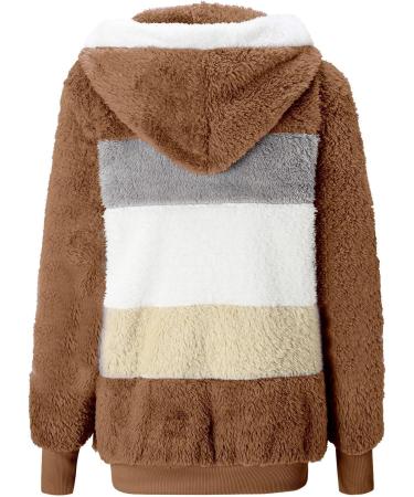 Hanxiulin Women's Fleece Jacket - Windproof Plush Coat Thick Synthetic Fur Light Outdoor Casual Fashion in Khaki - Buy Online on GoSupps.com