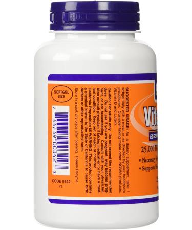 Now Foods Vitamin A 25000 IU Softgels from Fish Liver Oil - 500 Total Softgels - Buy Online on GoSupps.com