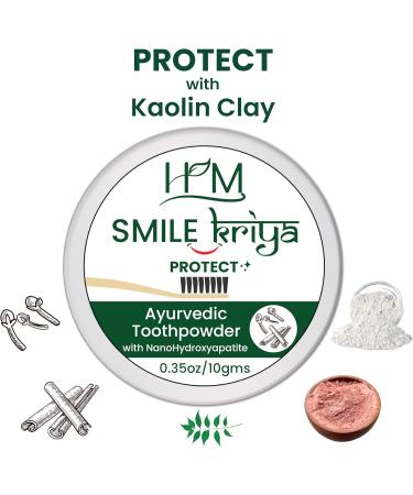 HM Teeth Whitening Ayurvedic Tooth Powder | Non-Foaming Activated Charcoal & Kaolin Clay | Vegan Essential Oils & Ayurvedic Herbs | Stain Removal & Breath Freshening | Pack of 4 X 0.35oz - Buy Online on GoSupps.com