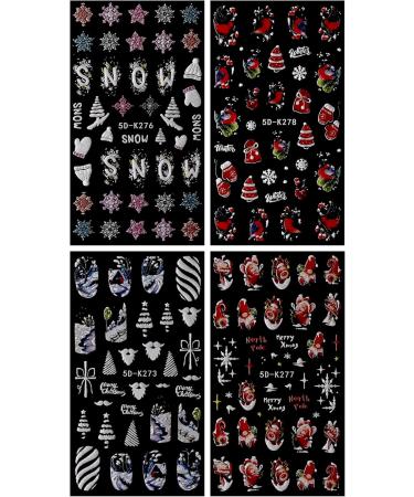 JMEOWIO 3D Embossed Christmas Nail Art Stickers Decals Self-Adhesive 5D Colorful Snowflake Winter Holiday Nail Supplies Nail Art Design Decoration Accessories 4 Sheets - Buy Online on GoSupps.com