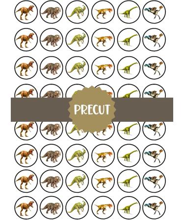 48 PRECUT Dinosaurs Edible Mini Cupcake Toppers - Premium Thickness SWEETENED VANILLA - wafer card disc cake decorations - Buy Online on GoSupps.com