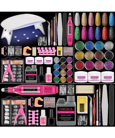 Acrylic Nail Kit for Beginners with Everything Acrylic Nail Set with Drill and U V Light Professional Nail Kit Acrylic Set Acrylic Powder Glitter Decoration Powder Nail Art Starter Kit Gifts for Women 10