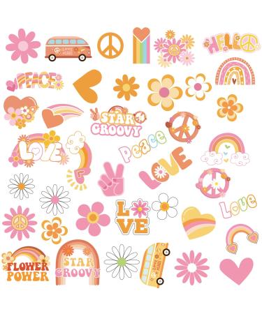 280Pcs Hippie Theme Temporary Tattoos Stickers 70's Theme Tattoos Stickers Hippie Face Body Stickers For Adults And Kids Cute Cartoon Printing Hippie Theme Assorted Groovy Party Supplies