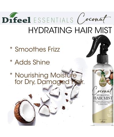 Difeel Essentials Hydrating Coconut Hair Mist 6 oz. - Nourishing Coconut Oil Spray - Buy Online on GoSupps.com