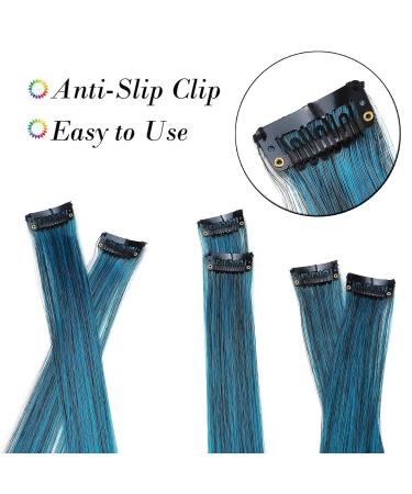 Silk-Co Rainbow Clip-In Hair Extensions - 10pcs Smooth DIY Highlights Natural Black & Blue 50g 50cm - Buy Online on GoSupps.com