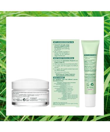 Garnier Organic Lavandin Set: Anti-Age Day Cream Smooth & Glow Facial Oil and Anti-Age Eye Cream for Healthy Glowing Skin - Suitable for Dry & Sensitive Skin - Buy Online on GoSupps.com