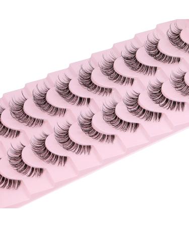 Winifred M Clear Band Short False Eyelashes - Natural Look D Curl Faux Mink Wispy Lashes | Multi-layered Strip Lash for a Soft and Reusable Fluffy Finish - 10 pairs - Buy Online on GoSupps.com