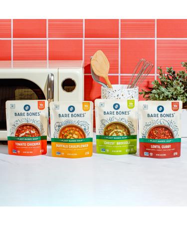 Bare Bones Tomato Chickpea Plant Based Soup 10 oz Pack of 8 - Vegan, Gluten Free, Non-GMO, Ready-to-Eat in 90 Seconds - Buy Online on GoSupps.com