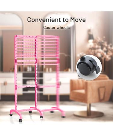 Adjustable Braiding Hair Rack with 160 Pegs 2-sided Braid Rack for Braiding Hair Movable Hair Racks for Braiders Standing with Wheels Hair Extension Holder for Braiders Hairstylists Pink - Buy Online on GoSupps.com