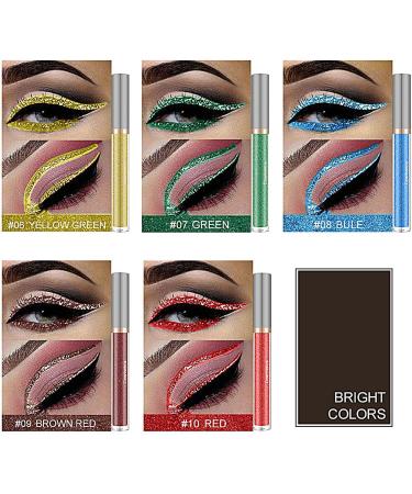 Shimmer Glitter Eyeshadow Quick Dry Colourful Pearl Liquid Eyeliner for Eye Beauty - Coloured Liquid Eyeliner Makeup Multifunctional Sparkling & Shimmer Eyes Makeup for Women Girls - Buy Online on GoSupps.com