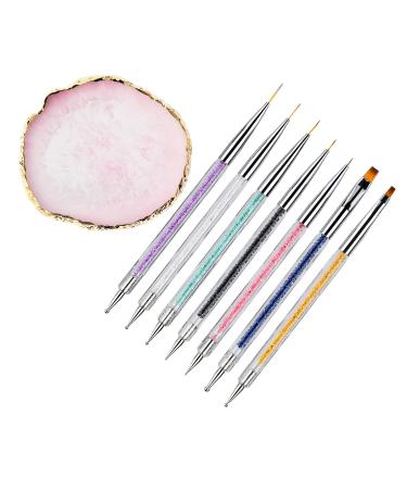 8 Pieces Designs Brushes for Nail Art Resin Palette Gel Design Nail Art Dotting Tools Nail Gel Painting Brush Mixing Palette Nail Art Equipment Multi-colored