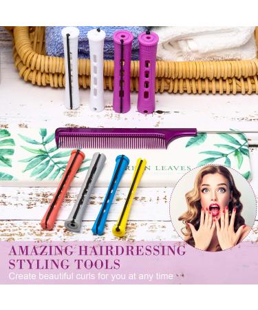 60-Piece Hair Perm Rods Set with Tail Comb - Plastic Perming Rods in 6 Sizes for Hair Curling and Styling - Buy Online on GoSupps.com