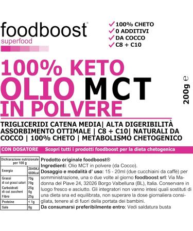  foodboost foodboost MCT Oil Powder 200g - Keto Diet - Natural Coconut MCT - 100% Pure No Additives - For Increasing Ketone Bodies - Buy Online on GoSupps.com