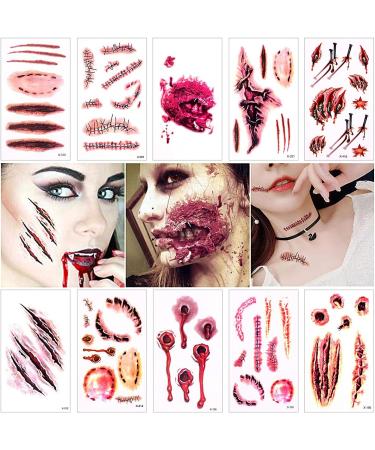 Halloween Temporary Face Tattoos For Kids Boys Girls Women Men 3D Scary Skull Skeleton Fake Tattoos Sticker For Adults Small Ghost Vampire Bat Pumpkin Spider Temp Transfer Tatoos Devil Terror Wound Injury - Buy Online on GoSupps.com