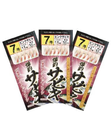 Riseway USA-002/003/004/006 Rigging Sabiki 3-Piece Set Various White Skin/Pink/Bald Skin/Mixed Skin 7 No. 7