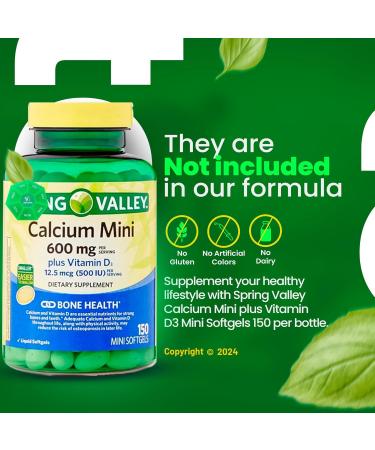 Calcium 600mg Plus Vitamin D3 150 Mini Softgels with Exclusive Vitamins & Minerals - A to Z - Better Ligth&Spring Guide - Buy Online on GoSupps.com
