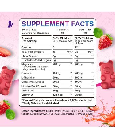 2 Pack Kids Magnesium Gummies Sugar Free Strawberry & Pineapple Flavor - Buy Online on GoSupps.com