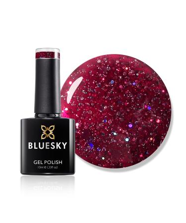 Bluesky Gel Nail Polish Scarlett Red Blz35 Bright Chunky Glitter Red Scarlet Long Lasting Chip Resistant 10 ml (Requires Curing Under UV LED Lamp)
