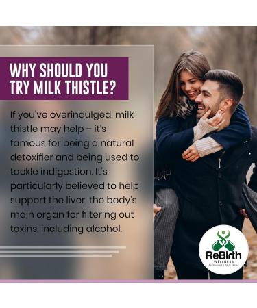 Milk Thistle 4000mg - 120 High Strength Liver Detox Tablets - Gluten Free, Vegan & Made in UK - Liver Support Supplement with 80% Silymarin - Rebirth Wellness - Buy Online on GoSupps.com