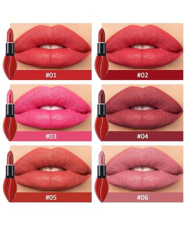 Duoffanny Matte Lipstick Set - 6Pcs Red Long-Lasting Waterproof Lipstick Kit for Women - Non-Stick Cup, Fade-Resistant Formula - Perfect Makeup Gift - Buy Online on GoSupps.com