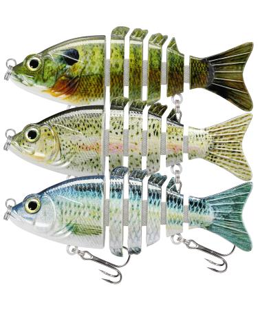 TRUSCEND Fishing Lures for Bass Trout, Multi Jointed Swimbaits, Slow Sinking Bionic Swimming Lures for Freshwater Saltwater Bass Lifelike Fishing Lures Kit A2-3",0.4oz