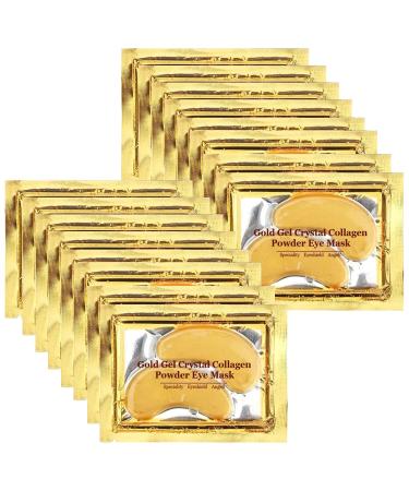 24K Gold Eye Mask Jiasoval 16 Pairs Under Eye Patches Skin Treatment Mask Crystal Collagen Under Eye Mask for Reducing Dark Circles Moisturizing Puffiness and Eye Bags Anti-Wrinkle Hydrating