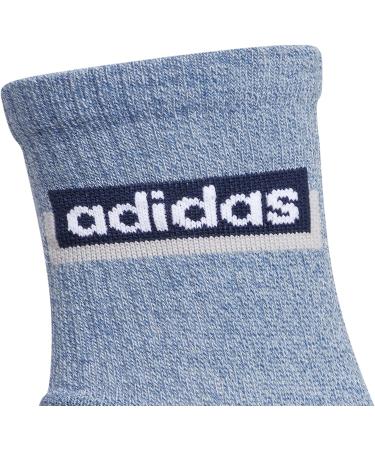 adidas Men's Sport Linear High Quarter Socks 3-Pack - Wonder Steel Blue/Onix Grey/Navy - Buy Online on GoSupps.com