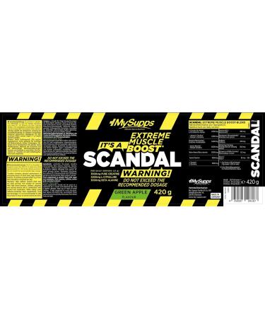 My Supps Scandal Pre Workout Booster 420g - Green Apple Pump Powder with Caffeine Citrulline & Creatine - High-Dose Fitness Booster Made in Germany - Buy Online on GoSupps.com