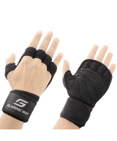 Glaring Way Neoprene Padded Weight Lifting Gloves for Men and Women - Ventilated Wrist Wrap Gloves for Athletes Gym Sessions Cycling Tracking & Sports with Full Palm Protection and Wrist Support Large