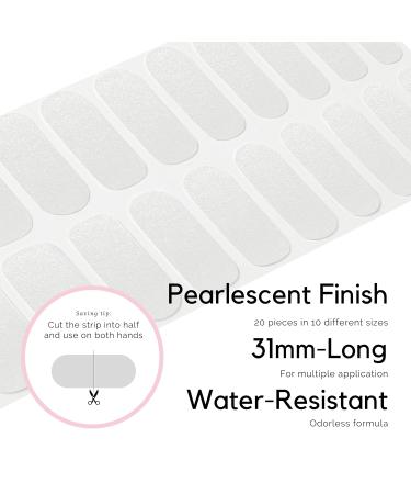 Nailog Pearl White Nail Film - 20PCS Self-Adhesive Nail Foils UV Hardening Gel Strips Long-Lasting Nail Ticker Perfect Gift for Women & Mother's Day - Buy Online on GoSupps.com