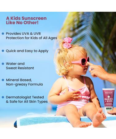 Buy SPF 50 Mineral Sunscreen for Babies & Kids | Sensitive Skin | Aloe Vera | Travel Size | Cruelty-Free & Reef-Safe - 3.3 FL OZ - Buy Online on GoSupps.com