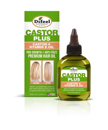 Difeel Premium Castor + Vitamin E Hair Oil - 2.5 oz | Pro-Growth & Anti-Frizz Formula - Buy Online on GoSupps.com