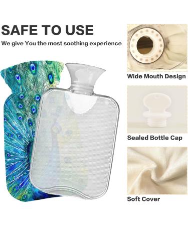 Naanle Watercolor Peacock Hot Water Bottle 1L for Pain Relief & Therapy | Transparent Heat Bottle for Hands & Feet - Buy Online on GoSupps.com