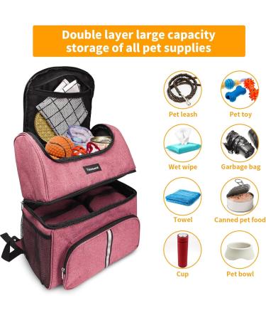 Txinrbaod Dog Travel Bag - Pink Dog Backpack with Food Container Pocket for Hiking & Camping - Perfect for Overnight Trips - Buy Online on GoSupps.com