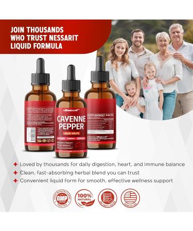 Cayenne Pepper Liquid Drops - Cinnamon, Turmeric, Peppermint - Digestion Support, Heart Wellness, Immunity Booster - 2.0 fl oz (60ml) 2 Fl Oz (Pack of 1) - Buy Online on GoSupps.com