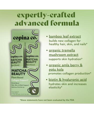 Copina Co. Matcha Beauty Vegan Collagen Booster Drink Blend: Plant Based Collagen Support Smoothie Drink Vegan Blend Variety Pack | Matcha Flavor | 10 Individual Stick Packs per Carton - Buy Online on GoSupps.com