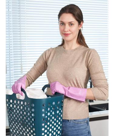 Lanon Wahoo Reusable Household Gloves - 3 Pairs Skin-Friendly Cotton Interior Mauve & Pink Ideal for Kitchen Work & Cleaning Size S - Buy Online on GoSupps.com