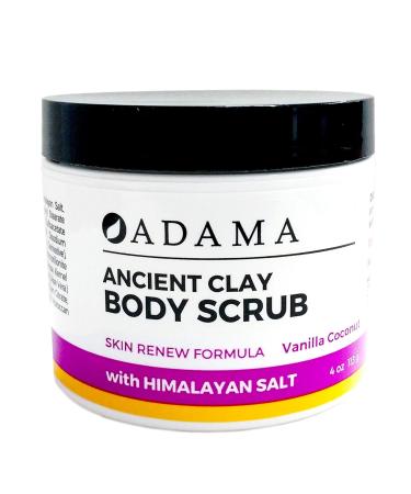 Adama Ancient Clay Body Scrub - Vanilla Coconut | 4 oz | Natural Exfoliant Vegan International Shipping - Zion Health - Buy Online on GoSupps.com